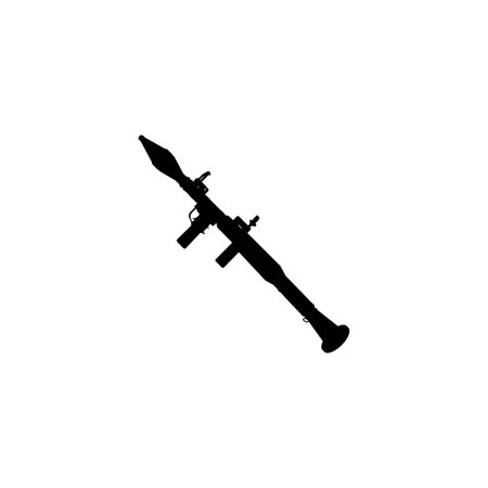 Silhouette of the Bazooka or Rocket Launcher Weapon, also known as Rocket Propelled Grenade or RPG,...