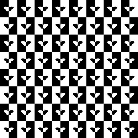 Butterfly Shape in Contrast Color, Black White, can use for Wallpaper, Cover, Decoration Ornate, Ornament, Background, Wrapping, Fabric, Textile, Fashion, Tile, Carpet Patternのイラスト素材