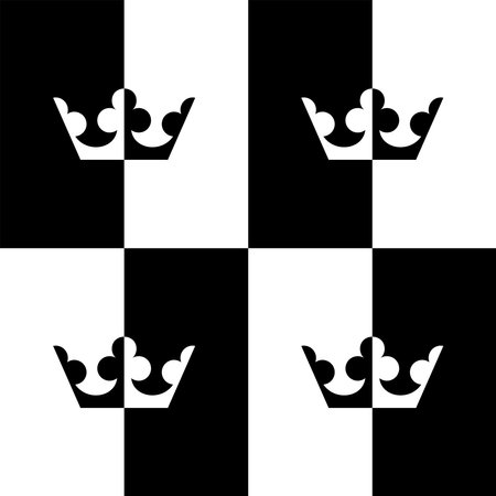 Crown Shape in Contrast Color, Black White, can use for Wallpaper, Cover, Decoration Ornate, Ornament, Background, Wrapping, Fabric, Textile, Fashion, Tile, Carpet Pattern, etc.のイラスト素材