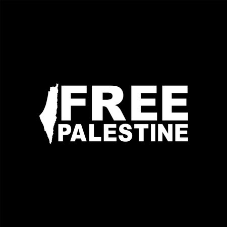 Text Illustration About 'FREE PALESTINE', can use for Poster, Banner, Sticker, T-Shirt, Cover, Logo Gram, or Graphic Design Element. Vector Illustrationのイラスト素材