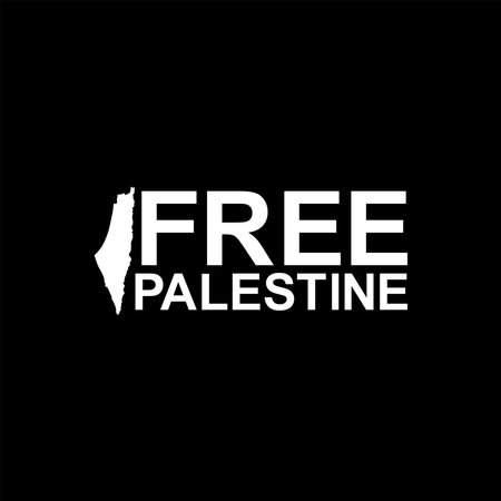 Text Illustration About 'FREE PALESTINE', can use for Poster, Banner, Sticker, T-Shirt, Cover, Logo Gram, or Graphic Design Element. Vector Illustrationのイラスト素材