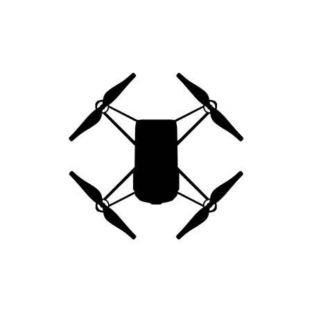 Drone Camera or UAV Silhouette, Flat Style, Can use for Art Illustration, Apps, Website, Pictogram, Logo Gram, or Graphic Design Element. Vector Illustrationのイラスト素材