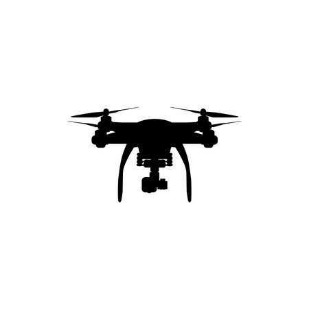 Drone Camera or UAV Silhouette, Flat Style, Can use for Art Illustration, Apps, Website, Pictogram, Logo Gram, or Graphic Design Element. Vector Illustrationのイラスト素材