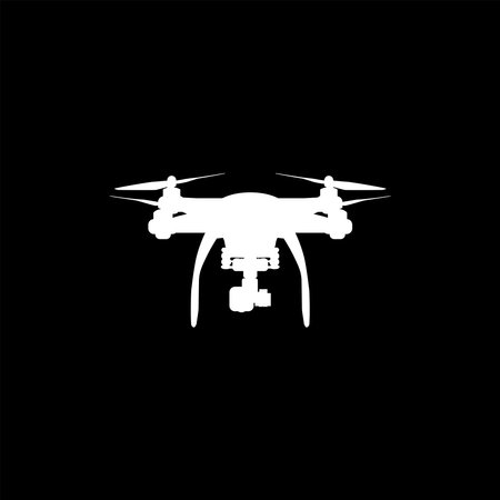 Drone Camera or UAV Silhouette, Flat Style, Can use for Art Illustration, Apps, Website, Pictogram, Logo Gram, or Graphic Design Element. Vector Illustrationのイラスト素材