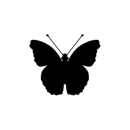 Butterfly Silhouette, Flat Style, can use for Logo Gram, Art Illustration, Pictogram, Apps, Website, Decoration, Ornate, Background or Graphic Design Element. Vector Illustrationのイラスト素材