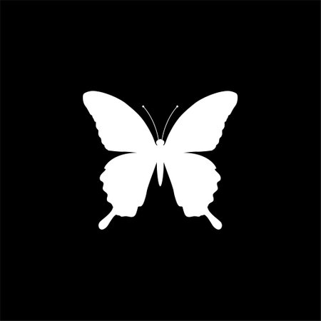 Butterfly Silhouette, Flat Style, can use for Logo Gram, Art Illustration, Pictogram, Apps, Website, Decoration, Ornate, Background or Graphic Design Element. Vector Illustrationのイラスト素材