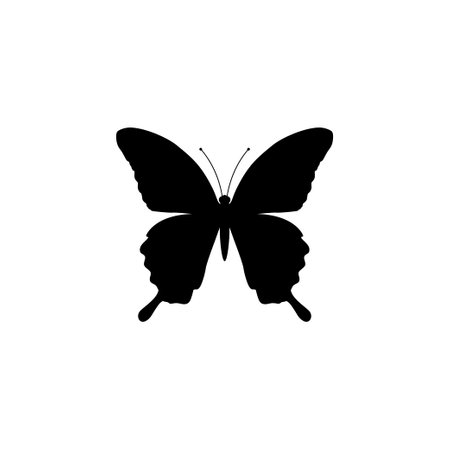 Butterfly Silhouette, Flat Style, can use for Logo Gram, Art Illustration, Pictogram, Apps, Website, Decoration, Ornate, Background or Graphic Design Element. Vector Illustrationのイラスト素材