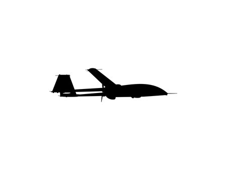 Silhouette of the UAV drone or Unmanned Aerial Vehicle, Flat Style, can use for Art Illustration, Logo Gram, Pictogram, Website, or Graphic Design Element. Vector Illustrationのイラスト素材