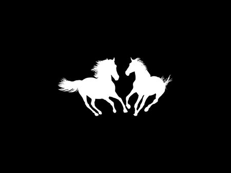 Pair Horse Silhouette, flat style, can use for Logo Gram, Art Illustration, Emblem, Pictogram, Apps, Website or Graphic Design Element. Vector Illustrationのイラスト素材