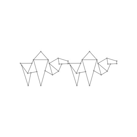 Pair Camel Polygonal Lines, can use for Logo, Pictogram, Animal Figure, Website, Apps, or Graphic Design Element. Vector Illustrationのイラスト素材