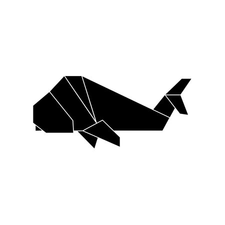 Whale Shape Inspired by Origami Form, can use for Logo, Pictogram, Animal Figure, Website, Apps, or Graphic Design Element. Vector Illustrationのイラスト素材