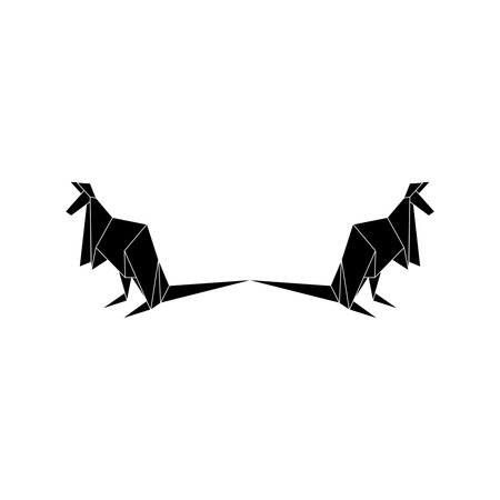 Pair Kangaroo Shape Inspired by Origami Form, can use for Logo, Pictogram, Animal Figure, Website, Apps, or Graphic Design Element. Vector Illustrationのイラスト素材