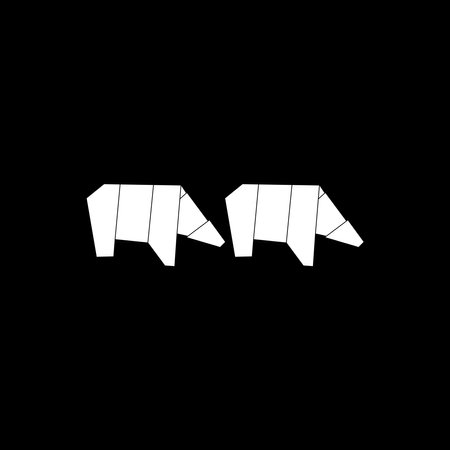 Pair Polar Bear Shape Inspired by Origami Form, can use for Logo, Pictogram, Endangered Animals Figure, Website, Apps, or Graphic Design Element. Vector Illustrationのイラスト素材