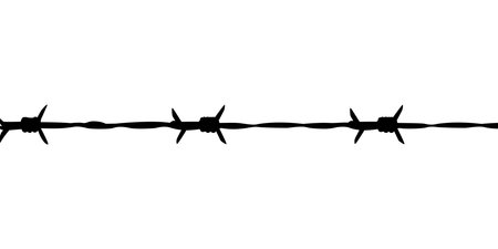 Barbed Wire Silhouette, can use for art illustration, pattern, ornate, decoration, of graphic design element. Vector Illustrationのイラスト素材