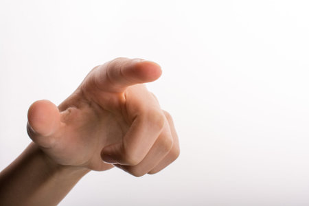 Hand pointing on a white background