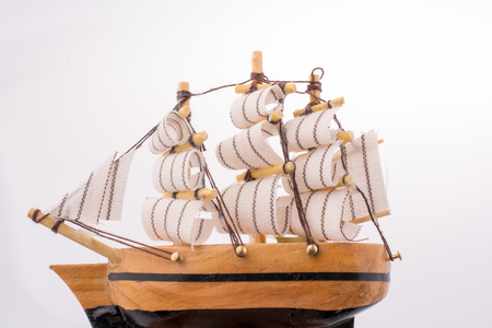 Ship model on a white backgroundの写真素材