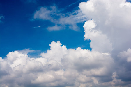 Large white clouds on a sunny day