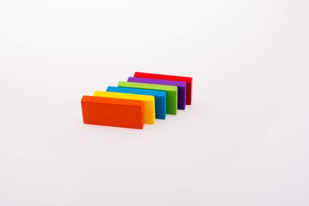 multi color domino on white backgroundの写真素材
