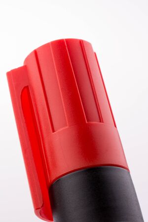 Caps switched color markers side by side on a white backgroundの写真素材