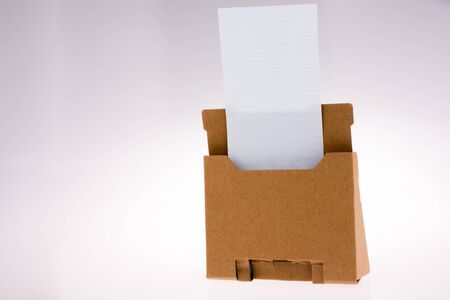 Leaflet Box Holder With Blank Leaflets on white backgroundの写真素材