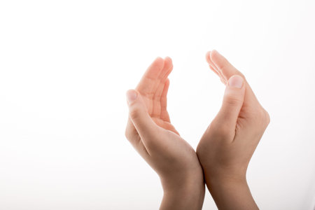 Hand holding on a white background