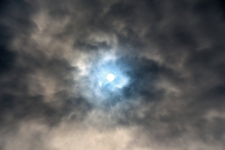 Dark and grey clouds in the sky