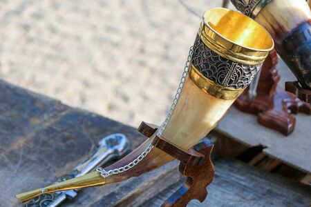 Horn with some metal decorationの写真素材