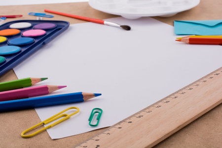 Art & Craft equipment on a wooden table
