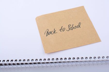 notebook and back to school title on a notebookの写真素材