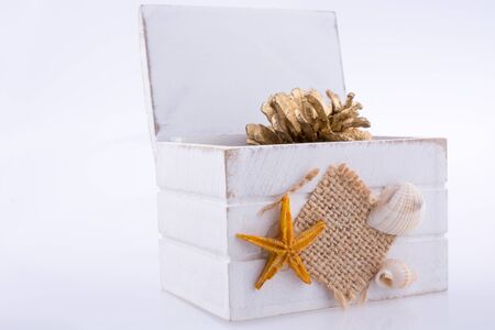 White wooden case  on a white backgroundの写真素材