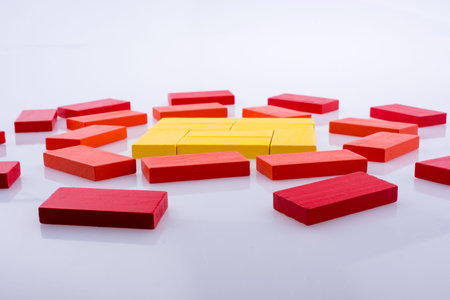 Colorful Domino Blocks on a white background