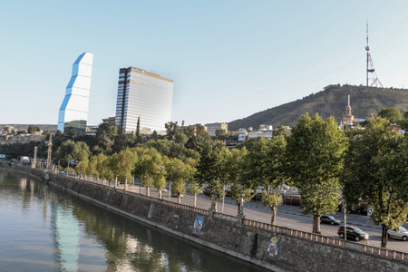 Kura river panorama of Tbilisi in Georgia