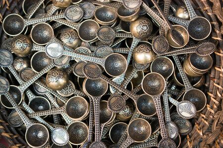 Vintage rustic cutlery in an old Bazaar placeの写真素材