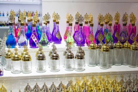 Set of Empty small transparent  bottles made in the Ottoman styleの写真素材