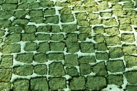 texture background of a cobblestone paved streetの写真素材