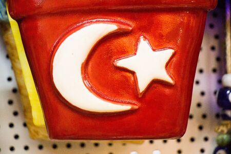 Turkish national flag made on a ceramic surfaceの写真素材
