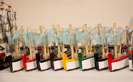 Set of small colorful model boatsの写真素材