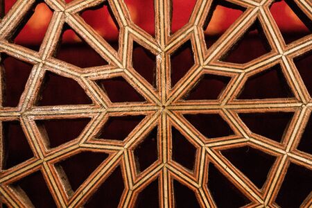 Ottoman art in geometric patterns on woodの写真素材