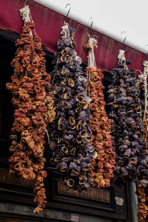 Bundles of dry vegetables dried  in the sunの写真素材