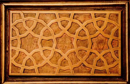 Ottoman art in geometric patterns on woodの写真素材