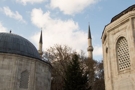 Minaret made of  stone in Ottoman time Mosques in viewの写真素材