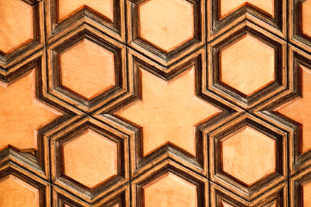 Ottoman art in geometric patterns on woodの写真素材