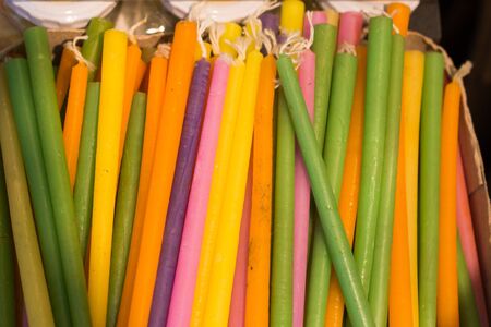 Bundle of white color candle sticksの写真素材