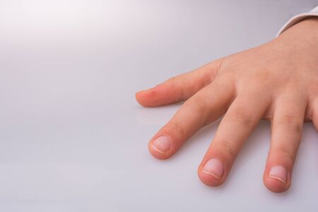 Hand open for a gesture isolated on white backgroundの写真素材