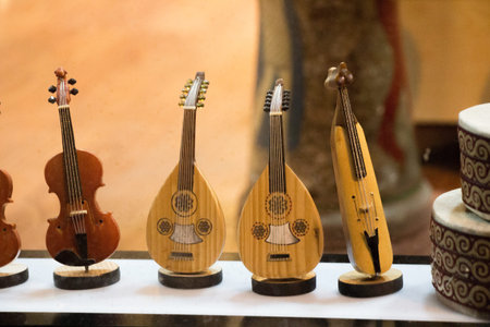 Set of  models of musical instruments made of wood