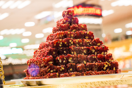 Traditional Ottoman style Turkish delight sweetsの写真素材