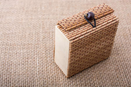 Little Straw wooden box of light brown colorの写真素材
