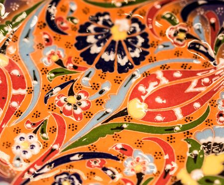 Ancient Ottoman time Handmade Turkish Tiles with floral patternsの写真素材