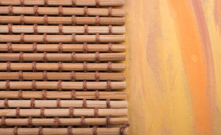 Piece of painted note paper on a linen canvasの写真素材