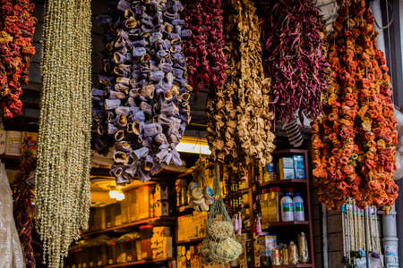 Bundles of dry vegetables dried  in the sunの写真素材